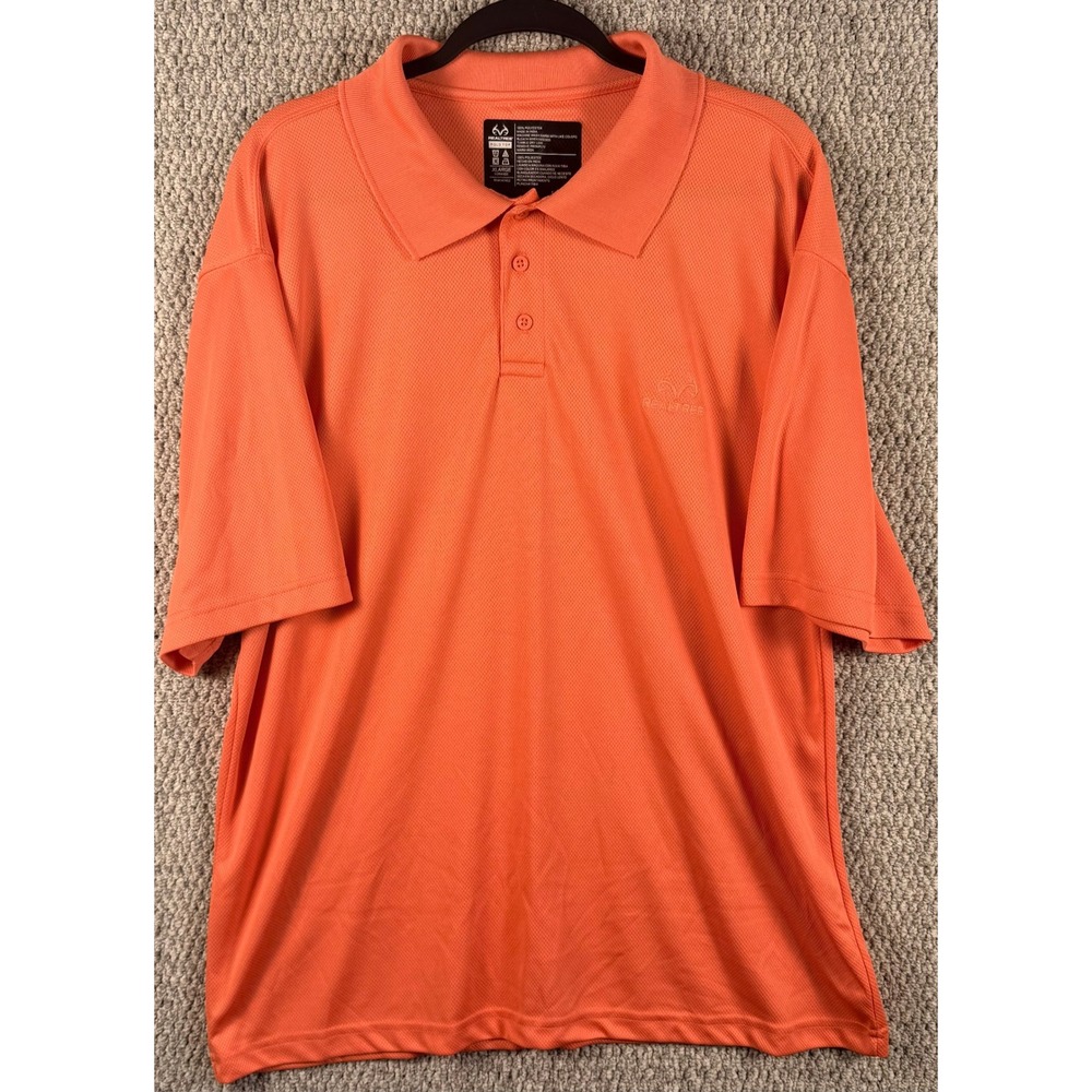 Realtree Polo Shirt Mens XL Dark Peach Short Sleeve Performance Hunting Golf Top